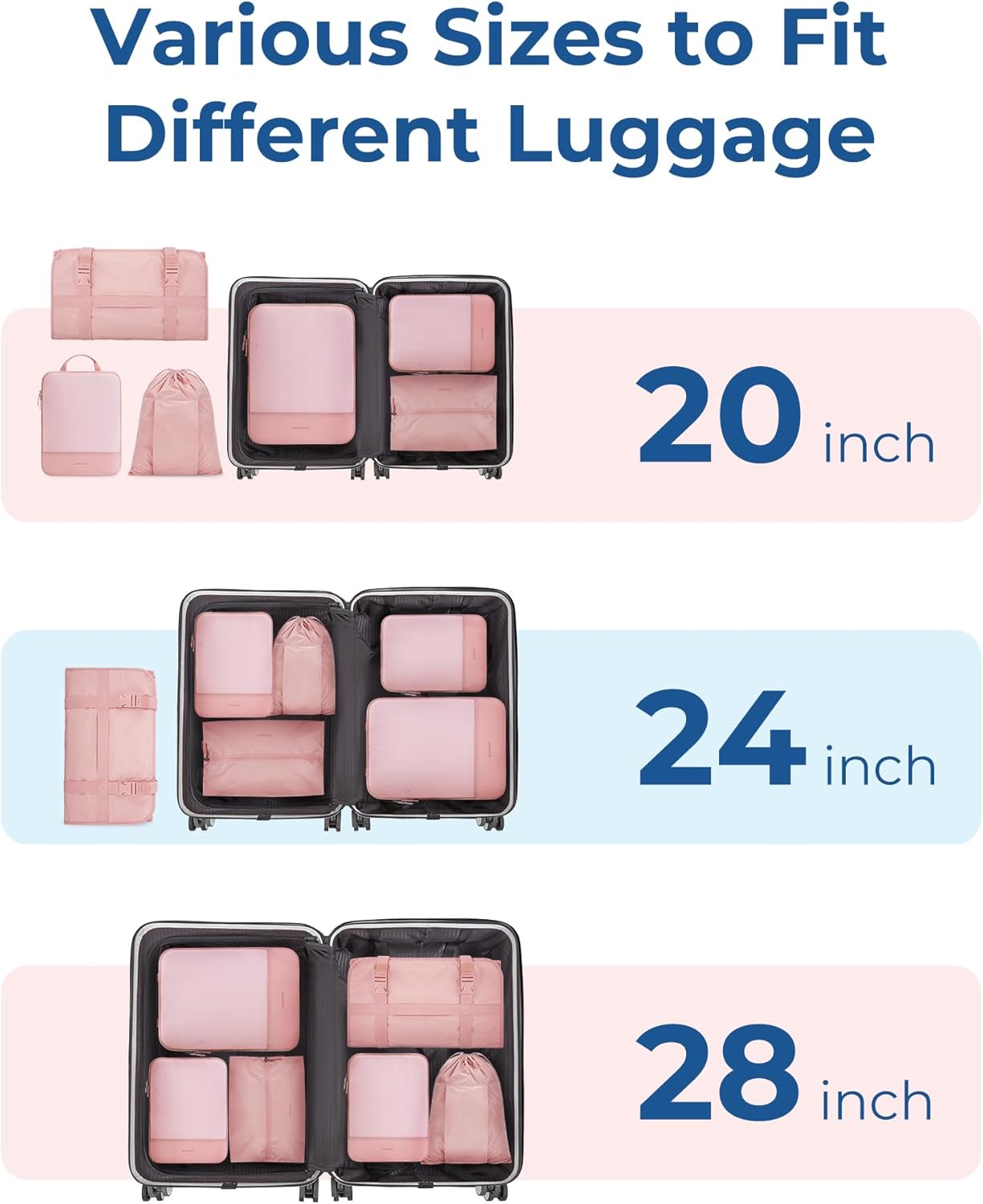 Hanging Compression Packing Cubes, 6 Set Large Suitcase Organizer Bags Set, Cruise Travel Essentials for Women - Image 4